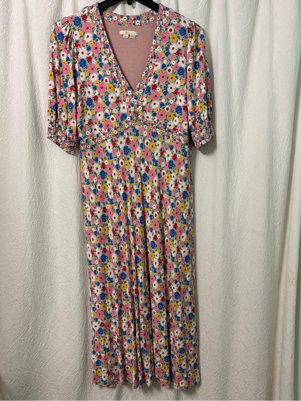 EUC Boden Floral V-Neck Maxi Dress in Pink Size 16/18R